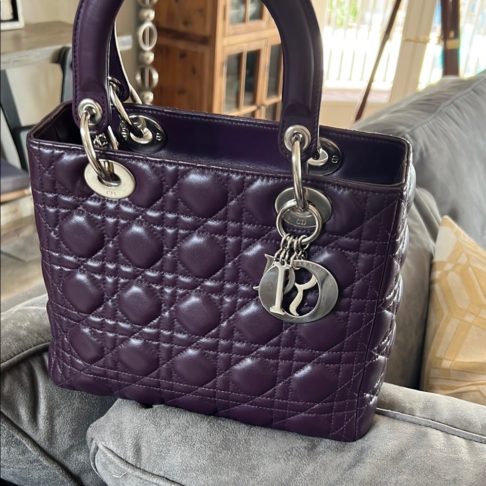 Gorgeous Lady Dior Purple Lambskin Bag with Cannage Quilting w/ Receipt
